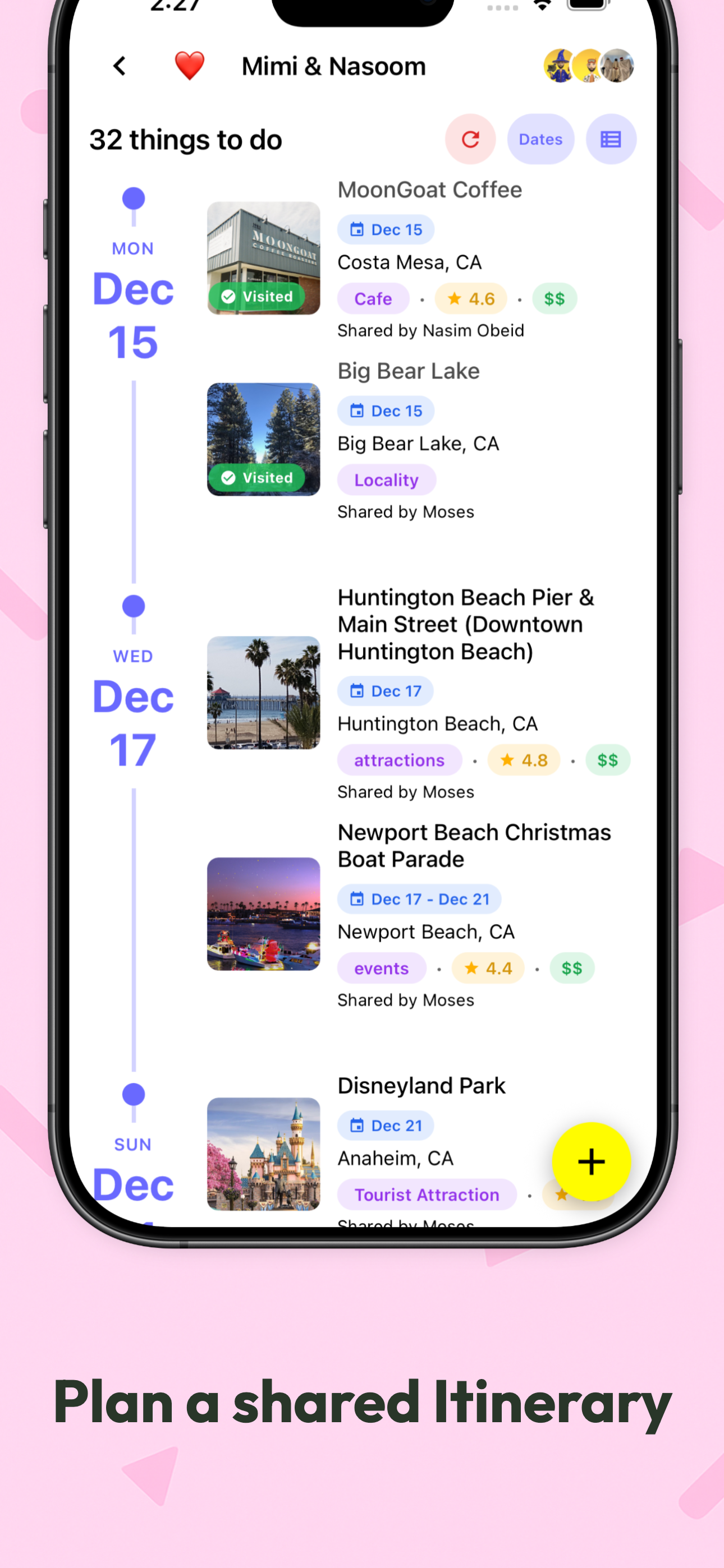 Plan a shared itinerary