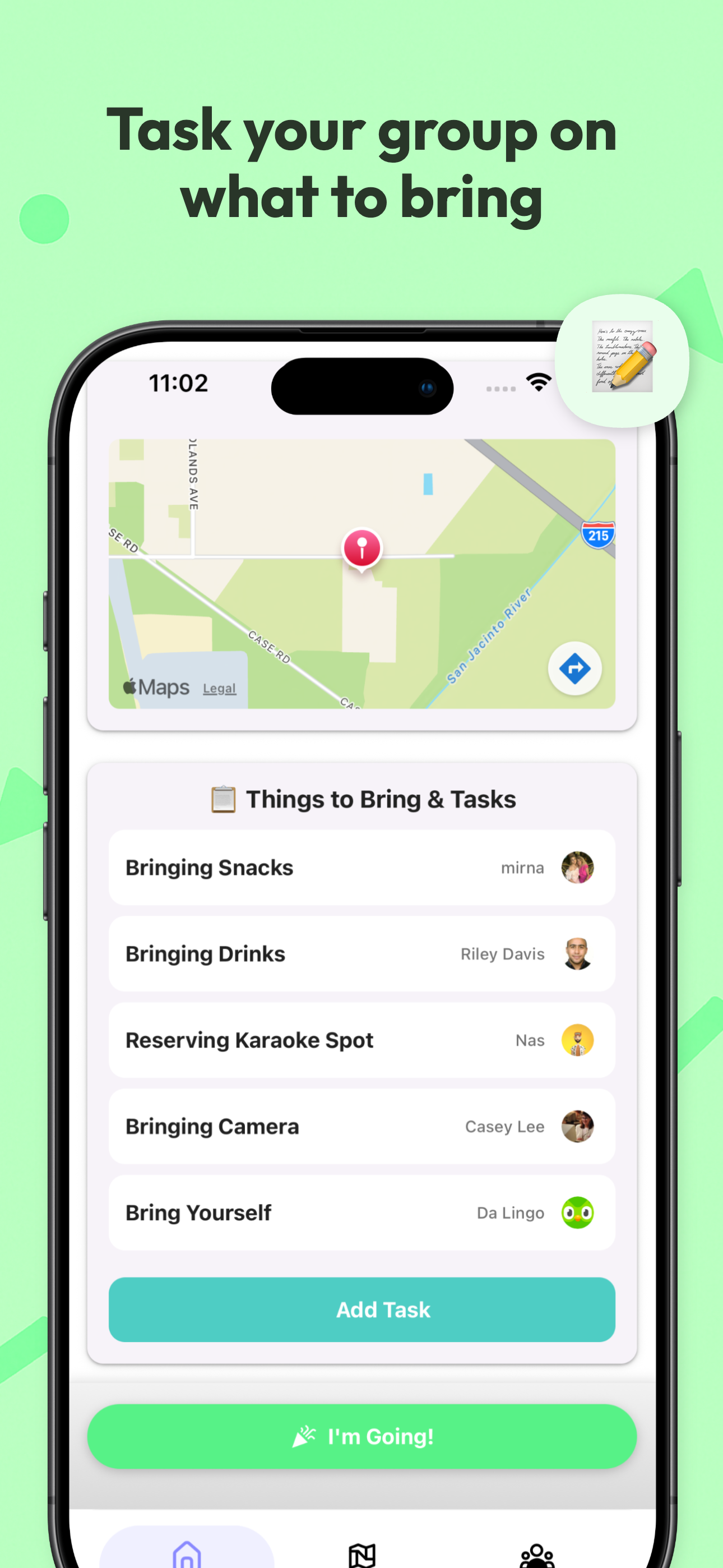Task your group on what to bring